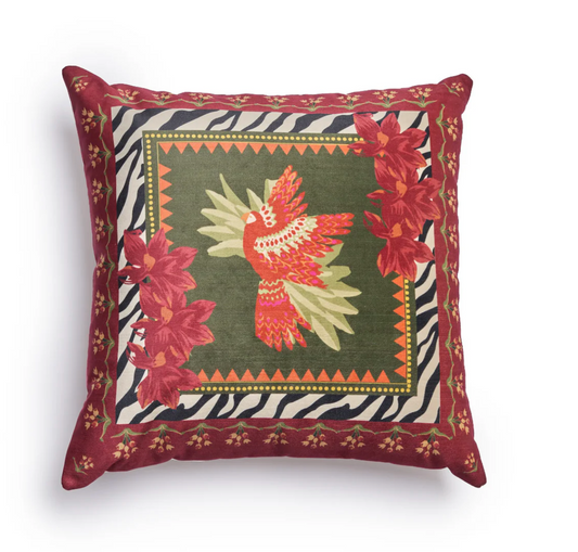 Red Bird - Velvet Cushion